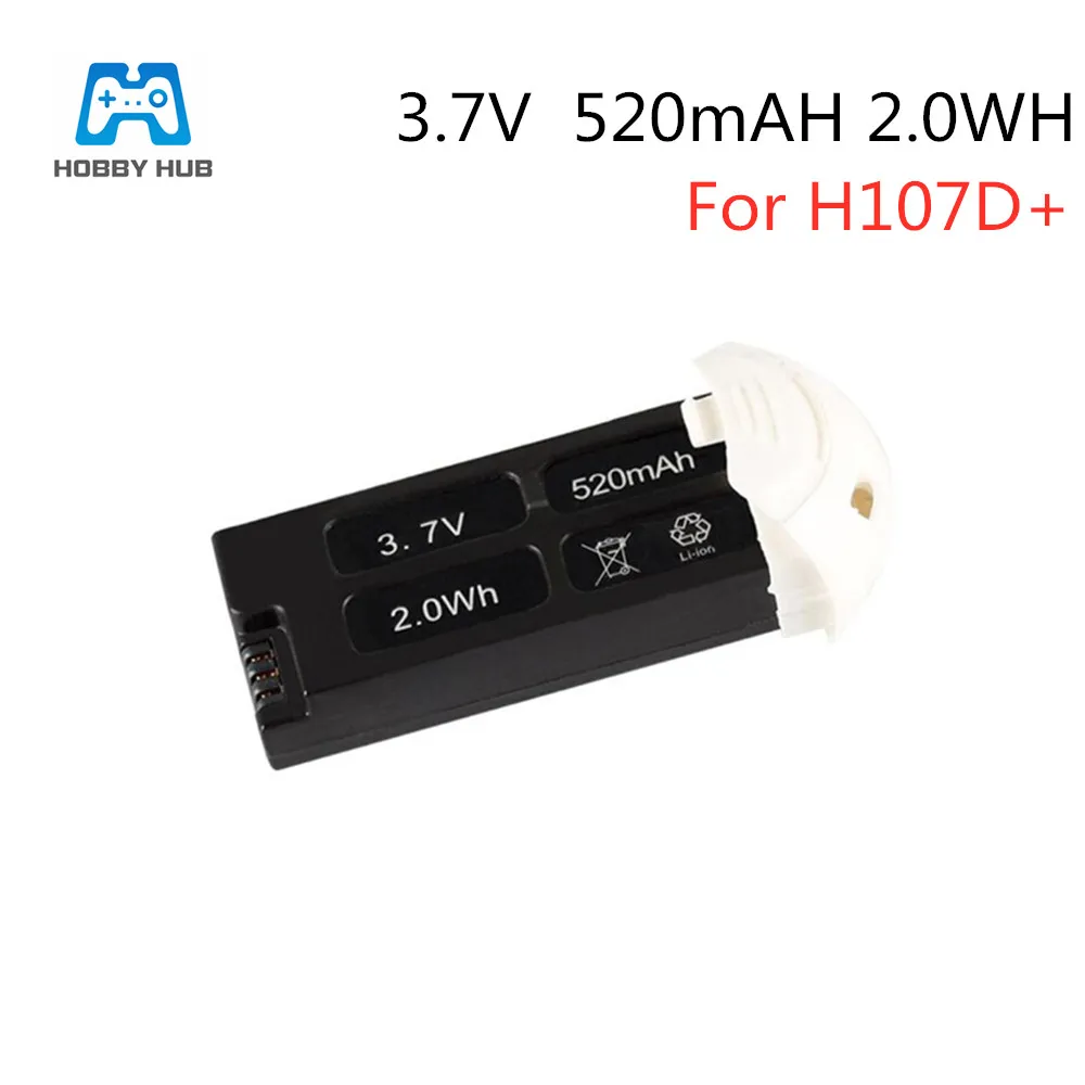 Аккумулятор 3,7 v 520mah для Hubsan X4 Cam Plus H107D H107C 3,7 V 520mAh 2.0Wh Lipo аккумулятор для радиоуправляемого квадрокоптера черный для радиоуправляемого вертолета