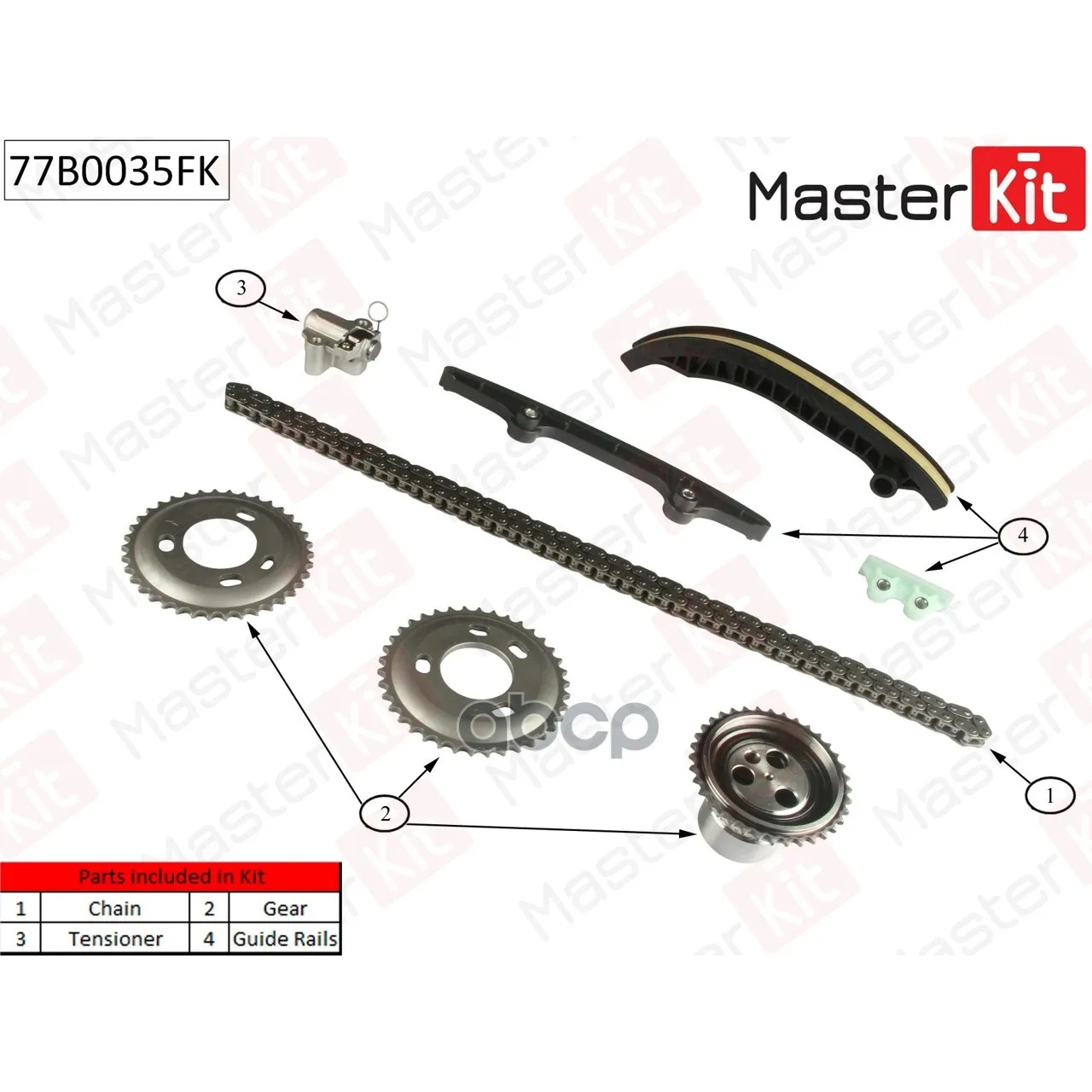 Комплект Цепи Грм Ford:Transit 2,4 Duratorq Tc 10- MasterKit арт. 77B0035FK