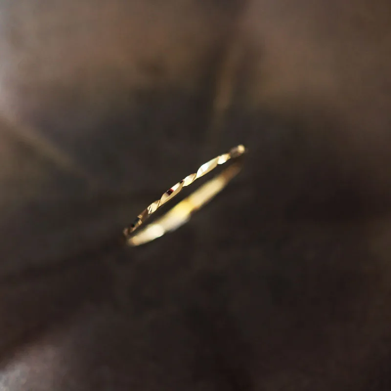 14k кольцо из цельного золота тонкое для укладки изысканная Золотая подвеска
