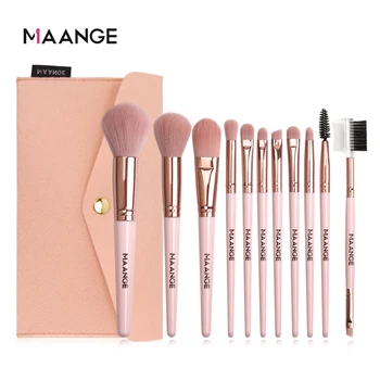 

MAANGE 7/11/14 Pcs Pink Makeup Brushes Set with Bag Cosmetic Powder Eye Shadow Blending Eyeliner Eyebrow Brush For Makeup New