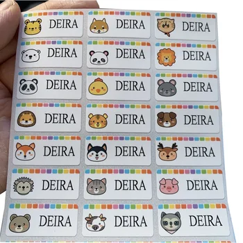 

60PCS Personalized Name Stickers cute animals cartoon for children School Stationery Tag Labels waterproof FREE SHIPPING