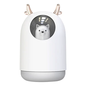 

300ml Mini USB Humidifier Cute Portable Ultrasonic Cartoon Animal Air Oil Diffuser Car Home Desktop LED Lamp Mist Maker Machine