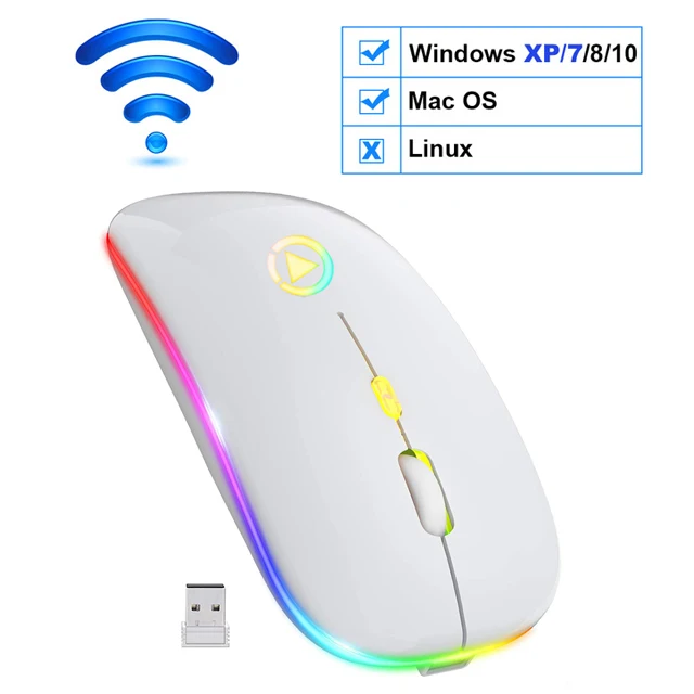 Wireless Gaming Mouse 2400 DPI Rechargeable Adjustable 7 Color Backlight Breathing Gamer Mouse Game Mice for PC Laptop cool computer mouse Mice