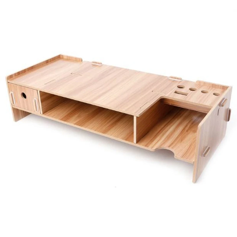  MDF Desktop Monitor Riser TV Stand Holder over Keyboard Desk Organizer Storage Space for Computer L