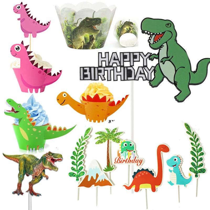 Dino fiesta dinosaurio envoltorio de pastel y Topper Set para Feliz  cumpleaños niños Favor regalo personalizado de decoración - AliExpress  Hogar y jardín
