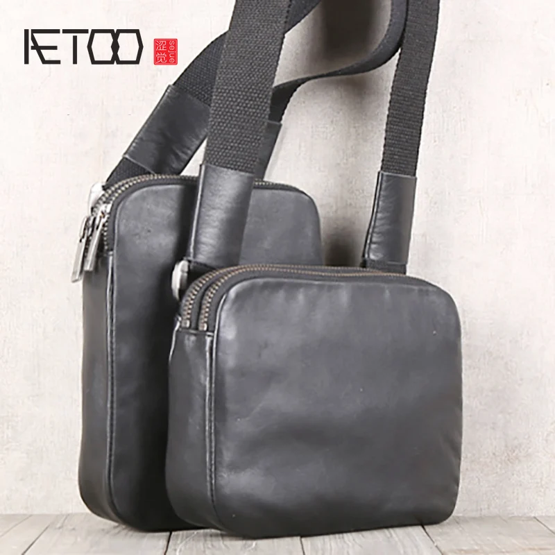 

BJYL Handmade leather oblique cross-shoulder bag cowhide small storage bag