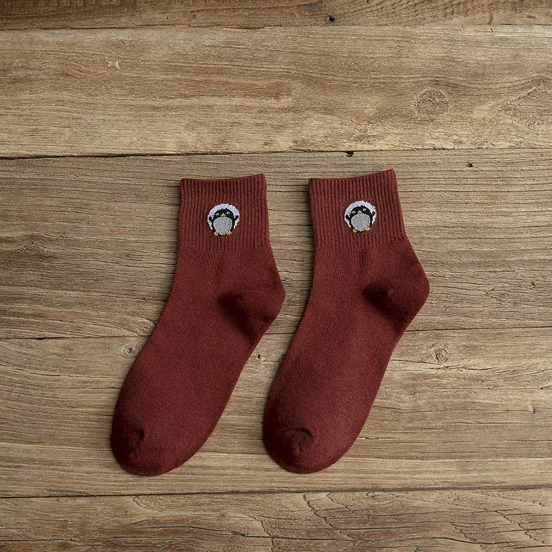 Wine Red Socks Креативные забавные носки из хлопка с разными милыми животными; женские носки; дизайн; милые носки с героями мультфильмов в стиле Харадзюку; Sokken - Цвет: Wine Red Socks