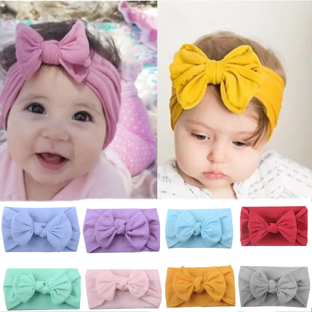 

0-2Yrs New Born Baby Girls Head Wrap Big With Bow-Knot Rabbit Turban Headband Kids Hair Accessories Baptism Baby Birthday Gifts