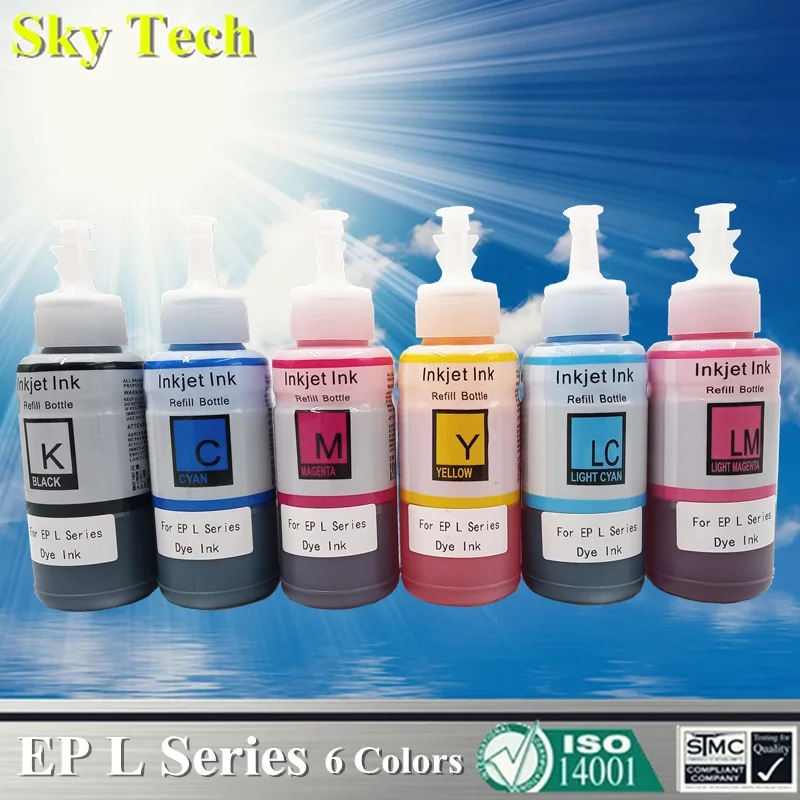 KCMY-LC-LM--6 Colors Баночка с чернилами для принтера Epson L серии принтер для L100 L110 L200 L210 L300 L350 L355 L550 L555 L800 L801 и т. д - Цвет: KCMY-LC-LM--6 Colors