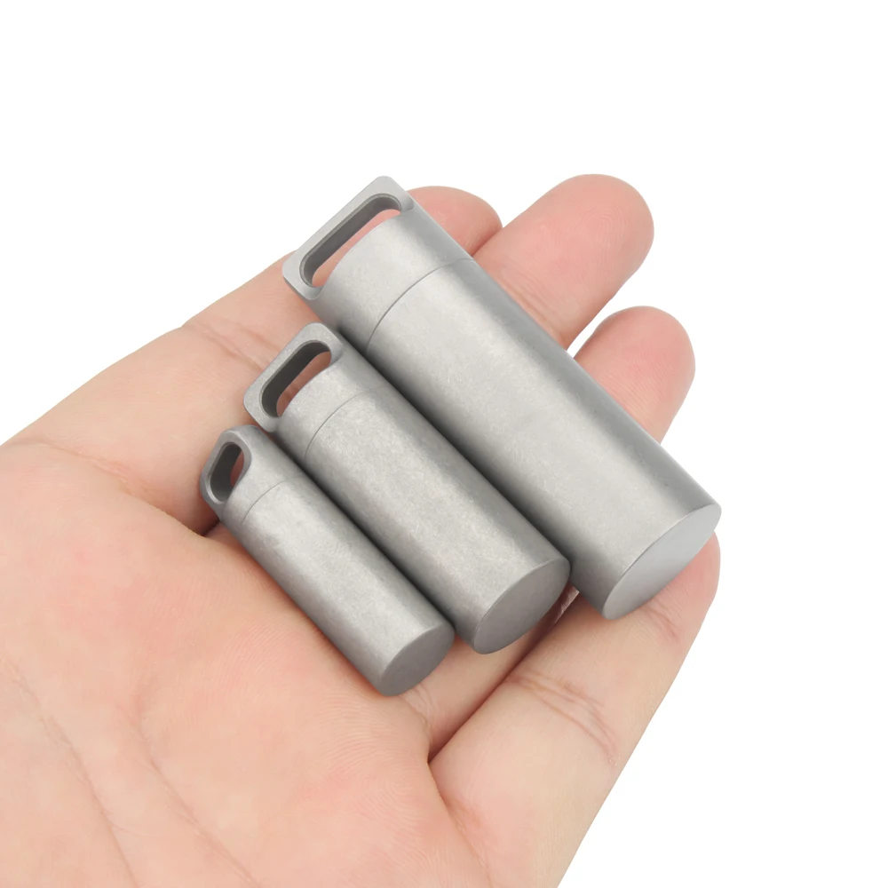 Gray titanium alloy waterproof bottles canister bottle outdoor camping EDC tool waterproof bottle