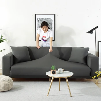 

Grey Color Tight Wrap Sofa Cover Elastic Needs Order 2 Pieces Sofa Cover If L-style Sectional Corner Sofa capa de sofa