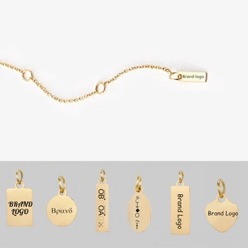 

316L Stainless Steel Custom Logo Tag Simple Charm for Necklace Bracelet