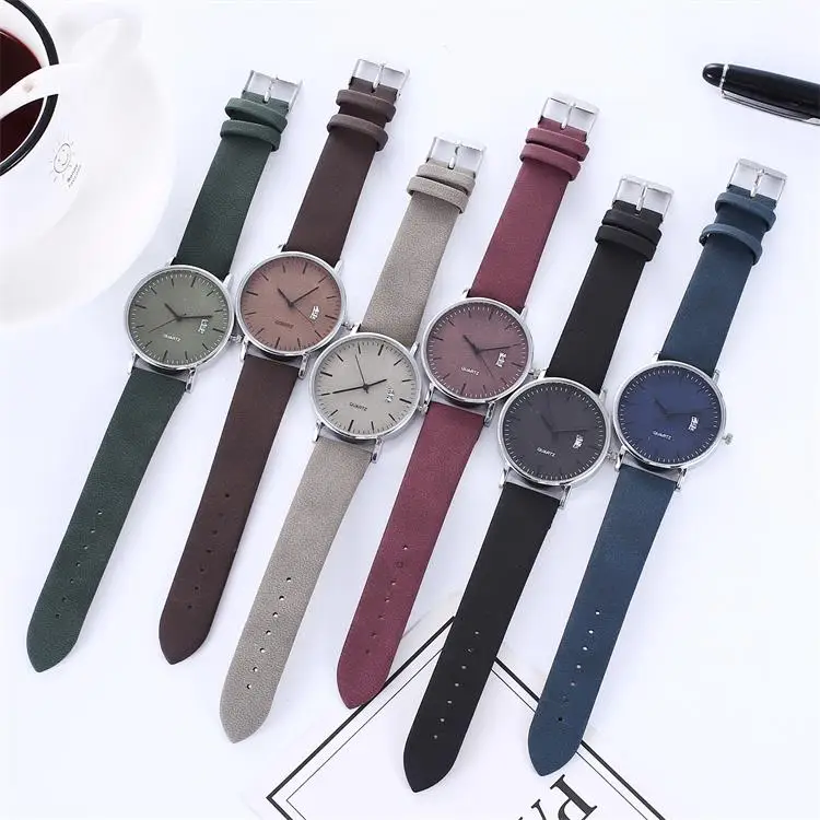 Flocking Strap Dress Fashion Elegant Watch calendar color Dial Simple Numbers Best Quartz Wristwatch Women   | Наручные часы