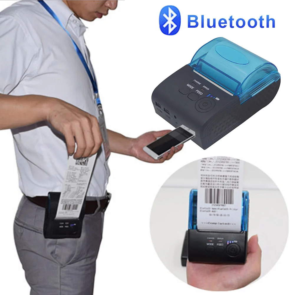 58mm Bluetooth 4.0 Large Paper Warehouse Thermal Printer Receipt POS Resaurant Ticket Portable Label For Supermarket USB Mini