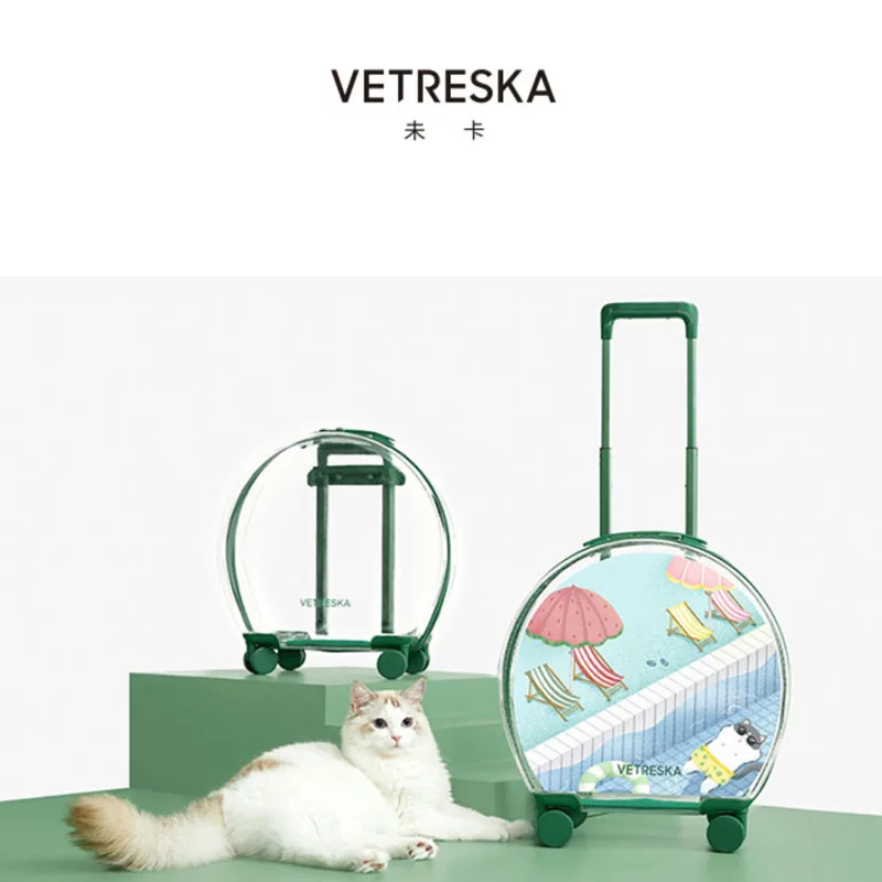 

VETRESKA bubble box out of the lever suitcase cat and dog applicable teddy labor-saving portable