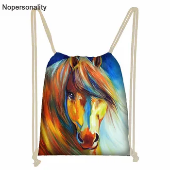 

Nopersonality Crazy 3D Horse Pattern Women Drawstring Bag Fashion Mini Backpacks for Kids Girls Boys School Student Backpack Bag
