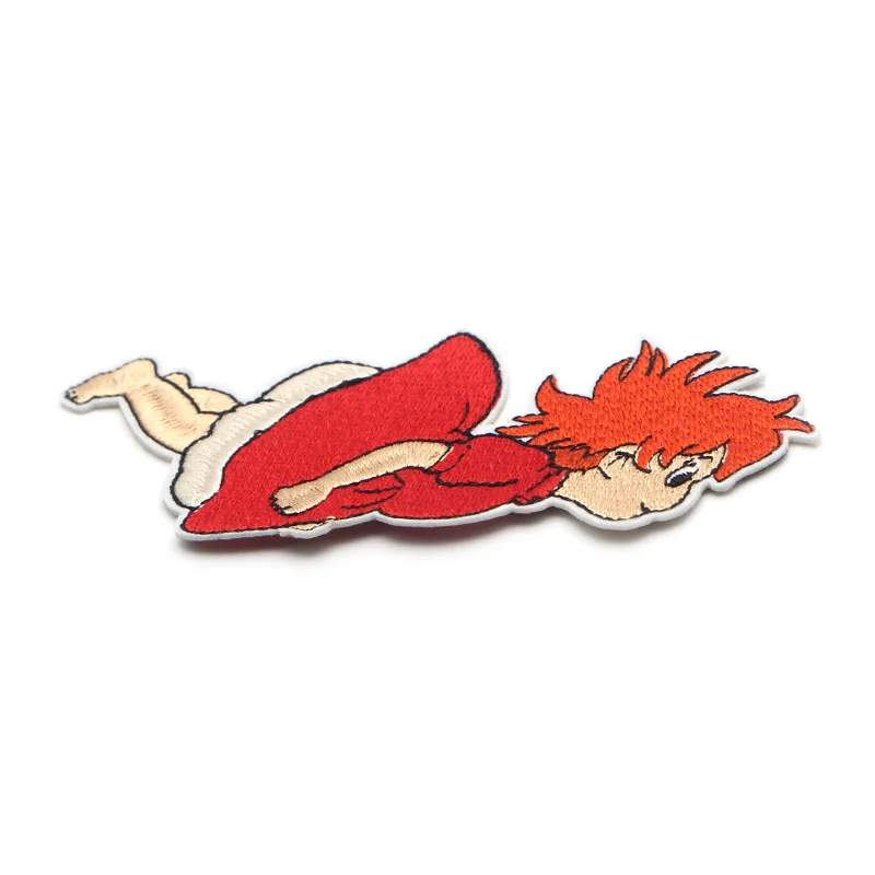 Ponyo on the Cliff мультфильм вышитые нашивки гладить на шитье Популярные для шляпа мешок обувь аппликация, вышитые аксессуары