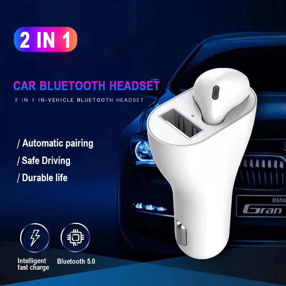 DC12V/24 В 2 в 1 USB быстрая зарядка автомобиля Bluetooth 5,0 зарядное устройство смартфон правая гарнитура беспроводные наушники подходят для IPhone samsung