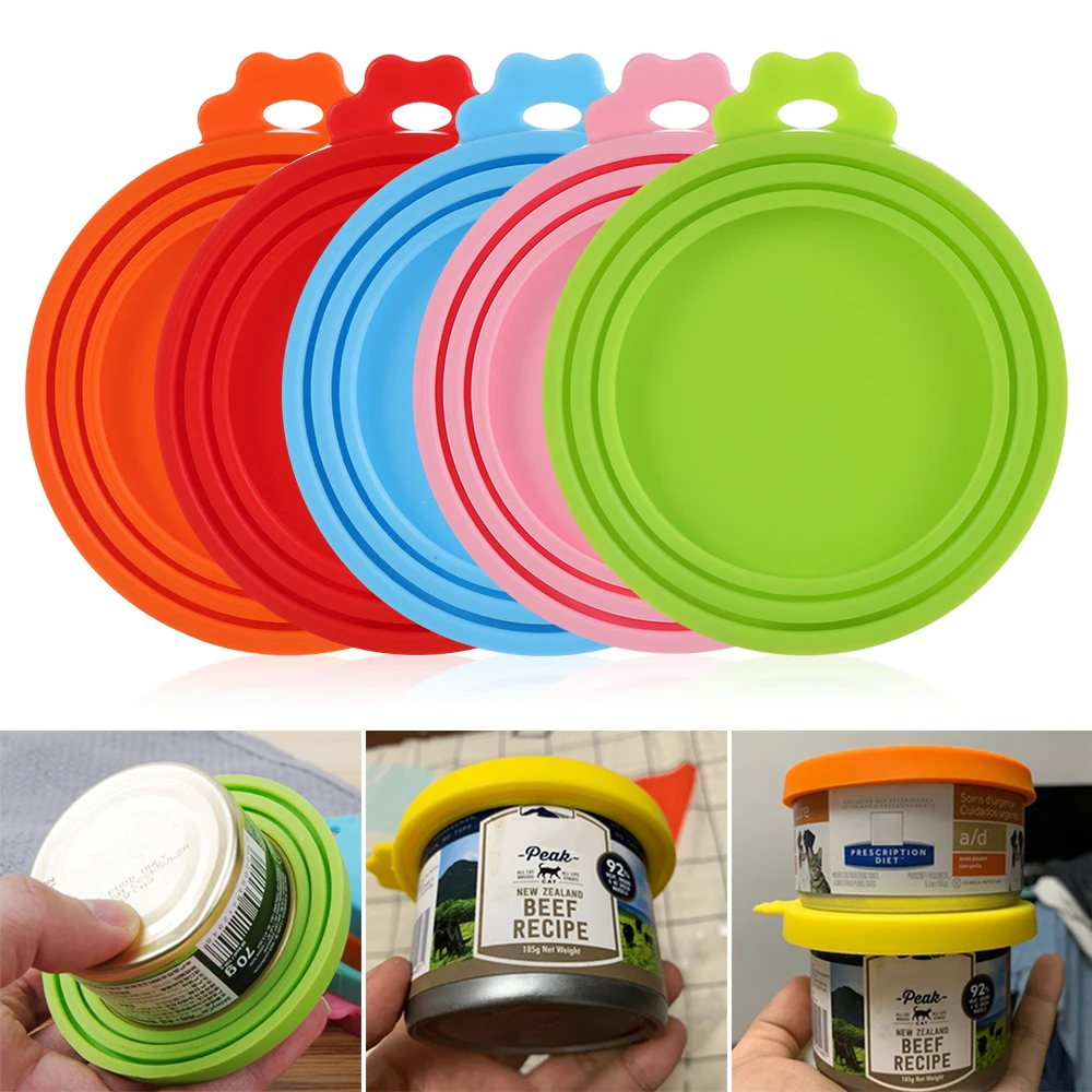 1PC Colourful 3 In 1 Reusable Silicone Soft Dog Cat Pet Cans Lid Keep