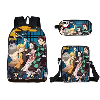 

Anime Demon Slayer Kimetsu No Yaiba School Bag for Teen Girl Boy Children 3pcs Set Backpack Mochila Schoolbag Kids Bagpack