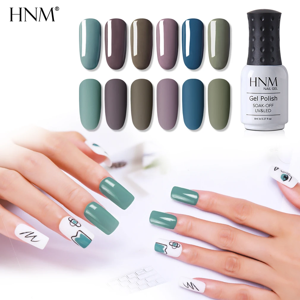  HNM New Vanilla Gray Color UV Gel Nail Polish Soak Off Varnish Nail Art Lacquer Enamel Semi Permane