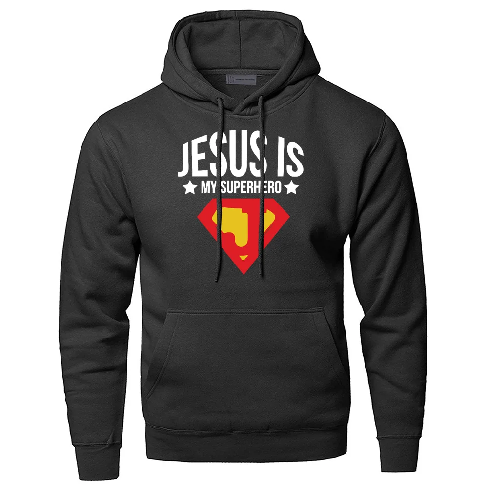Jesus Is My свитер супергерой толстовки мужские христианские толстовки с капюшоном Толстовка зима осень флис уличная спортивная одежда - Цвет: black 6