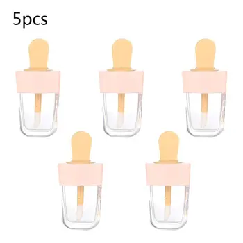 

5Pcs Clear Ice Cream Lip Gloss Tube Empty Lip Balm Refillable Container with Lid 50JF