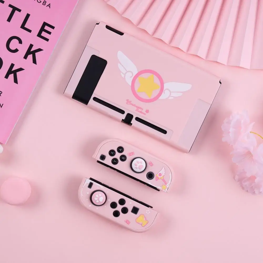 Однотонный розовый чехол для Nintendo Switch NS Joy Con с изображением сакуры Nintedo различных