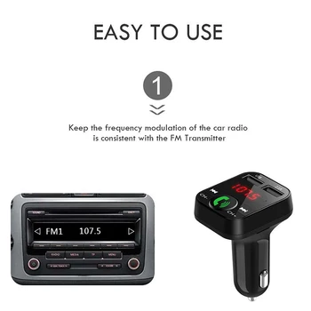 

Bluetooth Handsfree Car Kit FM Transmitter MP3 Player USB Charger Black DC12-24V