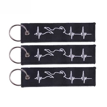 Embroidery Key Fobs Fashion Biker Heartbeat Keychain Motorcycles and Cars Fashionable Chain Keychain for Biker Lovers