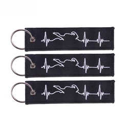 Embroidery Key Fobs Fashion Biker Heartbeat Keychain Motorcycles and Cars Fashionable Chain Keychain for Biker Lovers