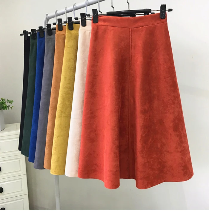 Vintage High Waist A-line Suede Skirt | Uniqistic.com