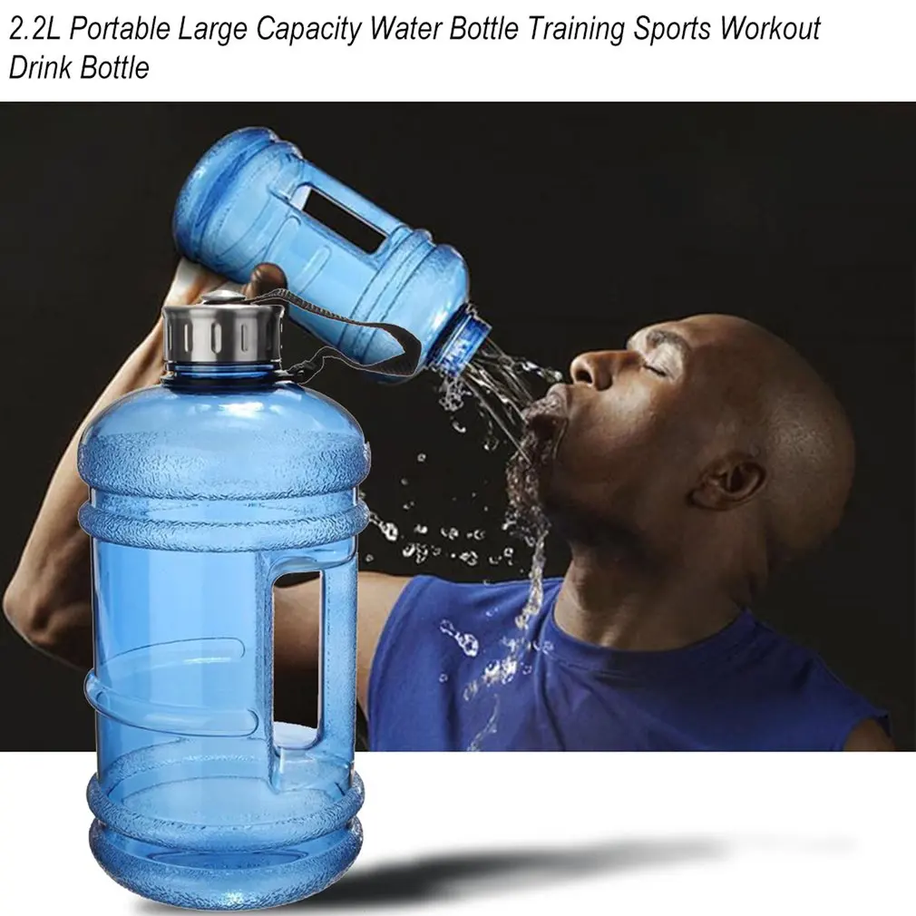 2.2L Portable Size PETG Large Capacity Water Bottle Training Sports Workout Drink Bottle Shaker With Handle Outdoor Gym