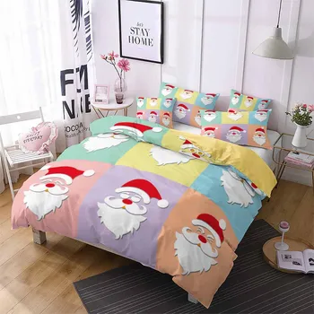 

Home Textile Quilt Bedding Set Christmas White Beard Cartoon Santa Claus Duvet Cover Queen King Kids Bed Comforter Sets Colorful