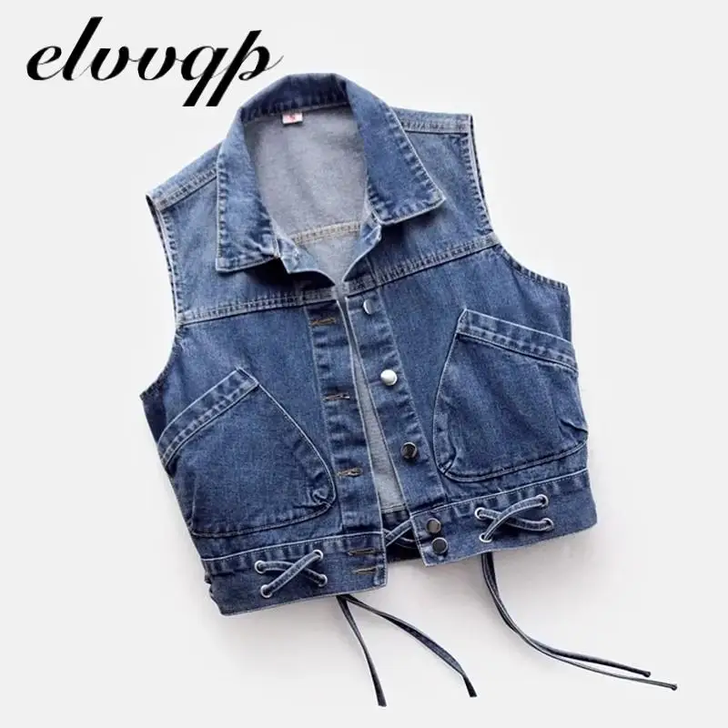 

S-4xl Denim Vest Jacket Women 2020 New Autumn Slim Pocket Short Jeans Coat Female Spring Vintage Waistcoat Mujer