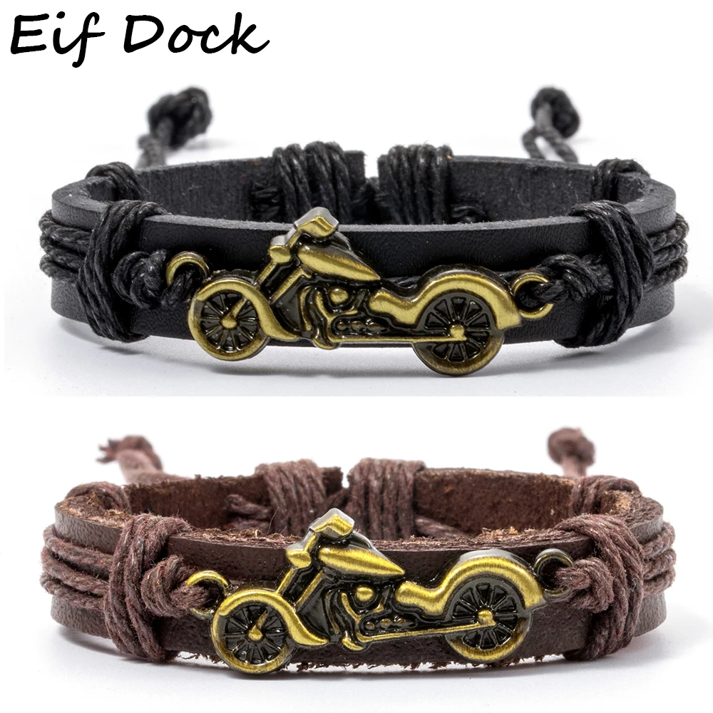 Fashion Leather Alloy Motorcycle Men Bracelets For Women Handmade Weave Female Men Bracelet Jewelry bracelet jewelry