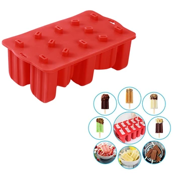 

Food Grade Silicone Ice Cream Molds Freezer Ice Cream Bar Molds Maker 12-hole Ice Cream Moulds With 50Pcs Popsicle Sticks