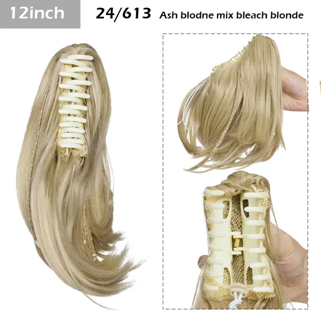 S-noilite Syntheitc Big Grab Ponytail Hair Extension Claw Clip In Ponytail Extension Hair Fake Hairpiece For Women Daily Party 12-1434