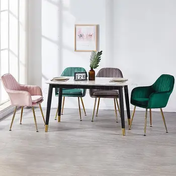 

Chair Nordic Light Luxury Dining Chair Home Velvet Stool Net Red Negotiation Reception Makeup Chair Upholstery Hotel Chair