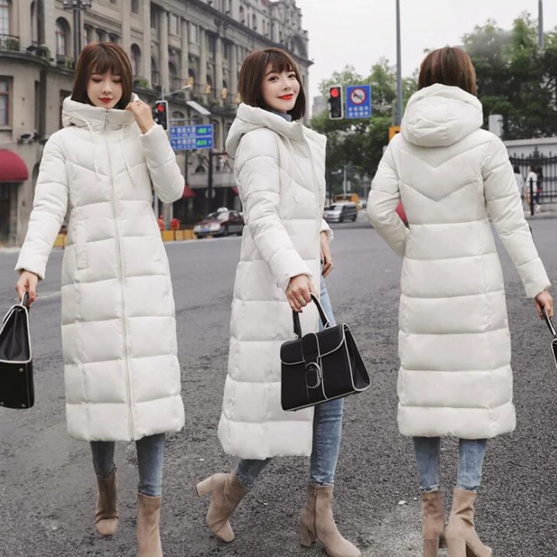 Milky KISBINI/M-6XL, зимний пуховик, Женская парка, большие размеры, длинный тонкий толстый пуховик, Хлопковая женская верхняя одежда, новое поступление - Цвет: Milky