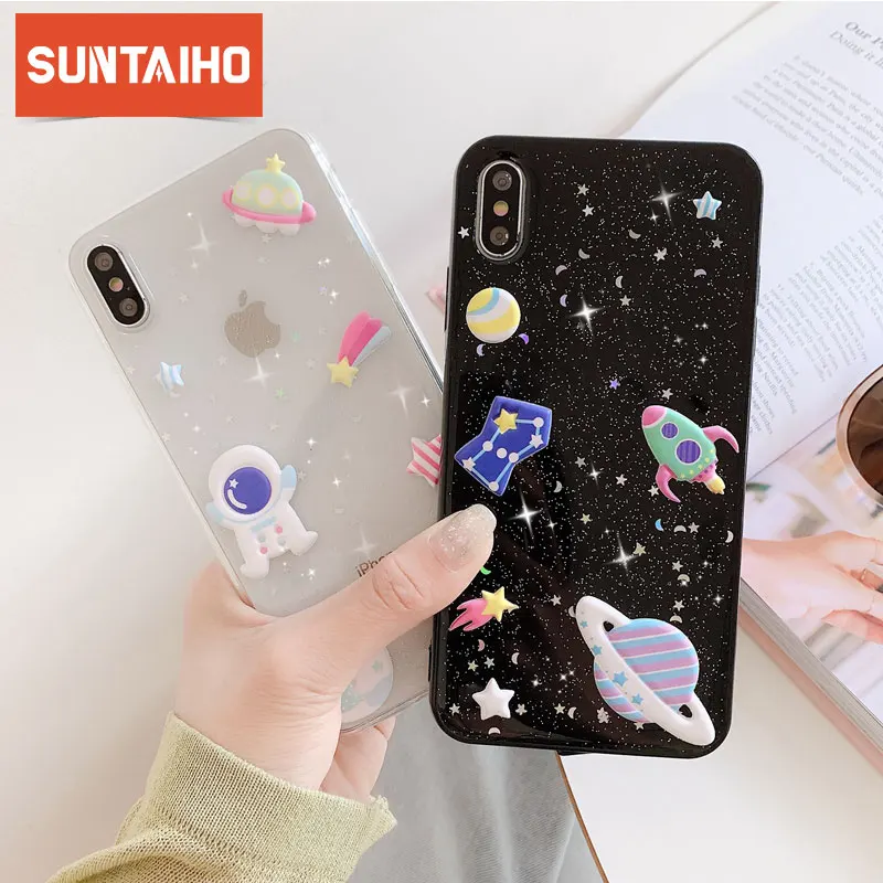 Soft silicon Star back cover Case For iphone X XR XS MAX 7 8 Fashion Glitter Space planet Cases iPhone 6 6S Plus |