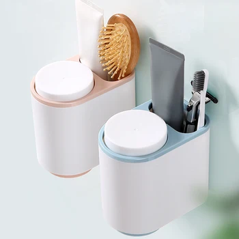 

Magnetic Toothbrush Holder Bathroom Accessories Set Strong Suction Cup Tooth Brush Holder With Wash Cup Hanging Storage Rack