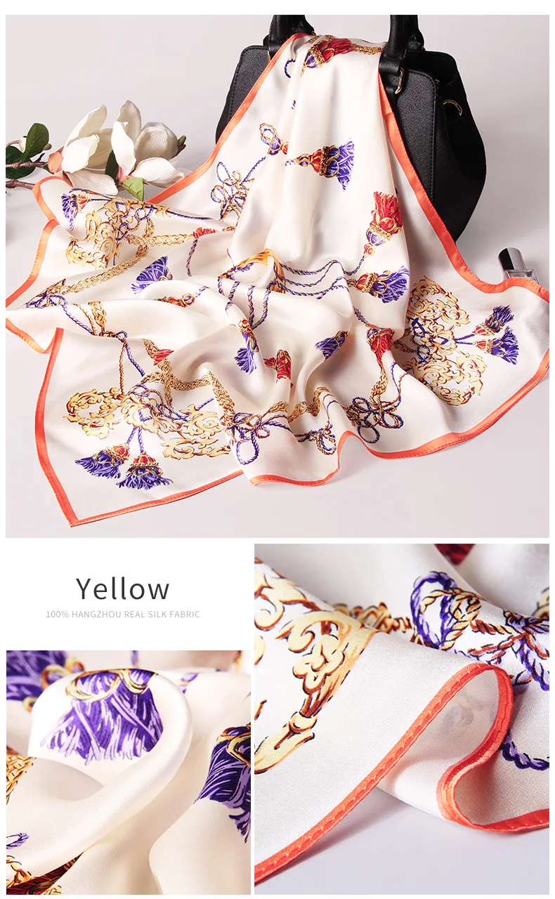 Квадратный шелковый платок 65*65 см шелк из Ханчжоу платок для женщин бандана с принтом натуральный шелк квадратный шейный платок