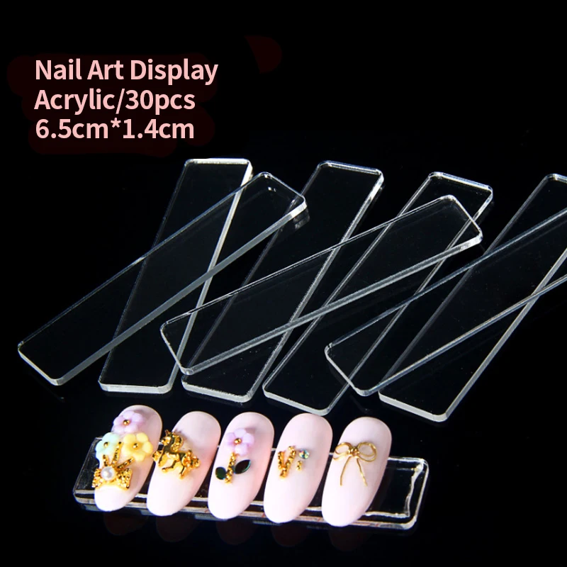 

False Nail Tips Nail Art Display Stand Transparent Practice Acrylic Gel Polish Holder Strip Manicure Showing Tools