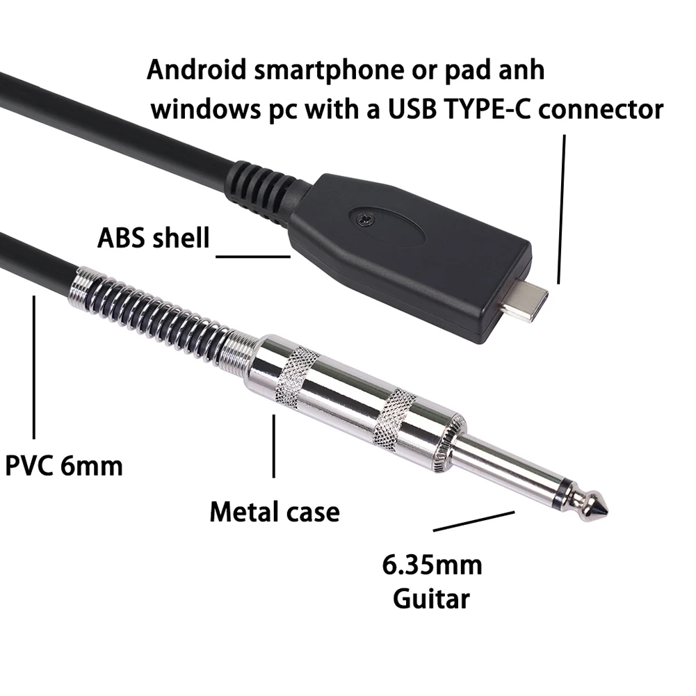 Visland USB Guitar Cable, USB Interface Male to 6.35mm Mono Male Electric  Guitar Cable, Computer Audio Connector Cord Adapter for Laptops Music  Instrument Recording Singing Etc 