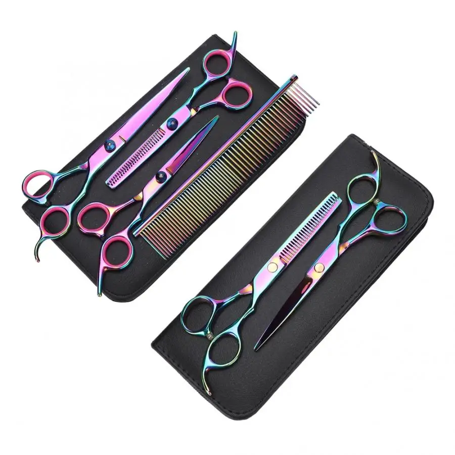 

New Style Hair Cutting Tools Kit Professional Pet Handle Scissor Dog Pet Grooming Hairdressing Shear Scissors Comb Set Straight