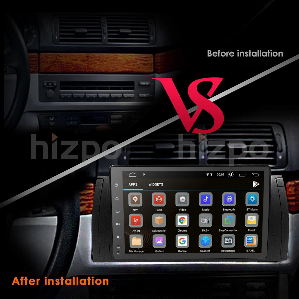 Clearance Hizpo 9" 1 din Car radio for BMW E39 1996-2003 Android 9.0 NO Car Dvd Player GPS Navigation with 2G RAM 16G ROM OBD 2 CANBUS DVR 5