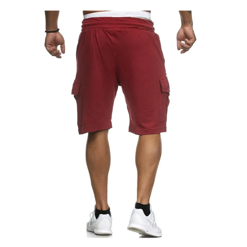 Летние мужские повседневные шорты, спортивные пляжные шорты, мужские дышащие хлопковые полосатые брюки с карманами, брюки для спортзала и тренировок