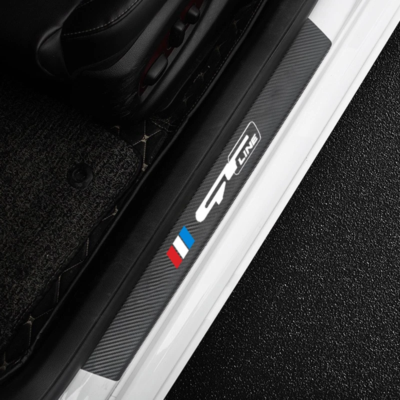 4pcs Carbon Fiber Door Sill Protector Leather Vinyl Stickers | Автомобили и мотоциклы