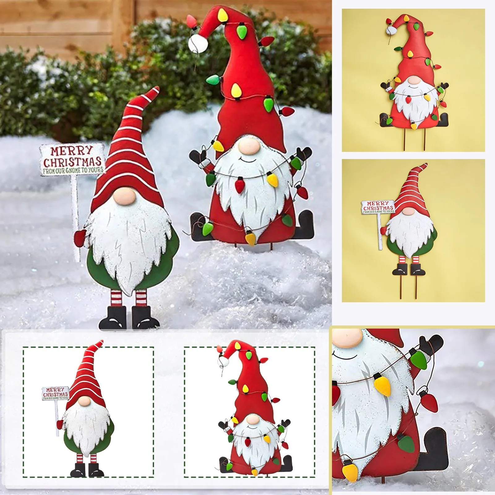 Piquet De Jardin Gnome De Noël, Figurine Festive, Décoration De Pelouse